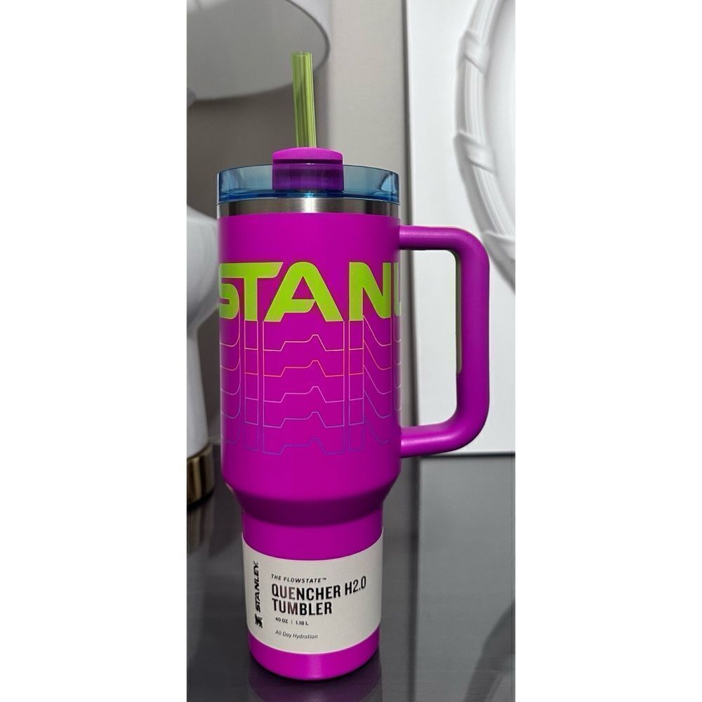 Stanley Pink and Green Quencher H2.0 Tumbler